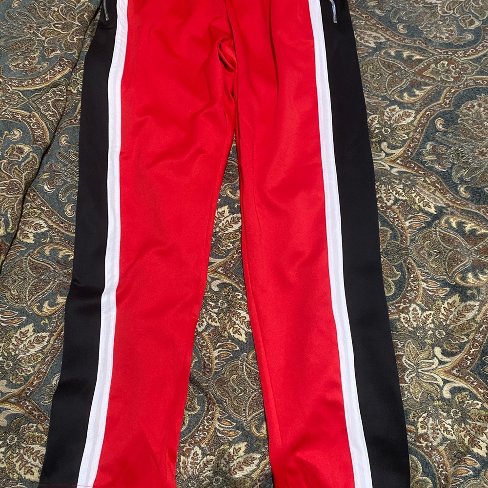 New Striped Zippered Track Pants Size 2XL